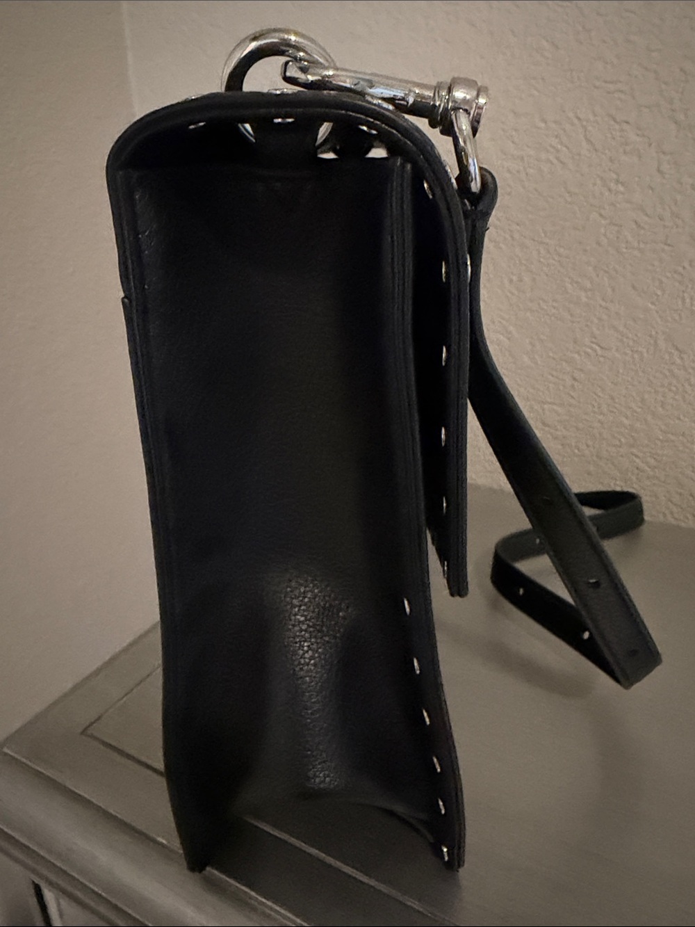 Rebecca Minkoff Black Leather Studded Crossbody Bag - Picture 3 of 5